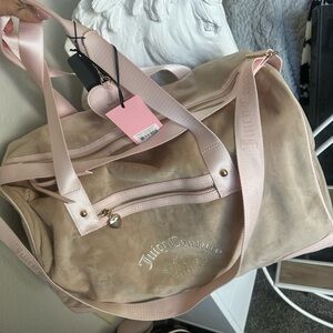 Juicy Couture Tan and Pink Travel Bag Duffle Style
